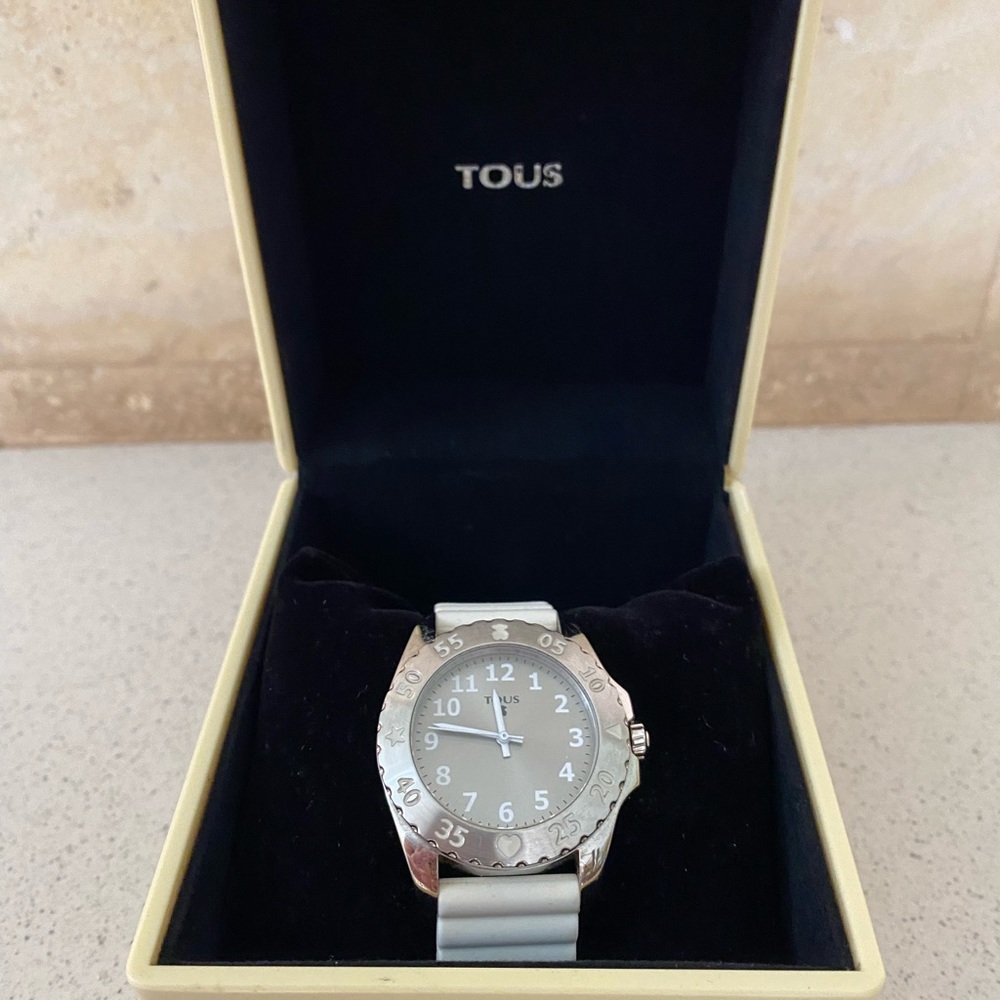 TOUS Steel Motif Watch with white Silicone strap